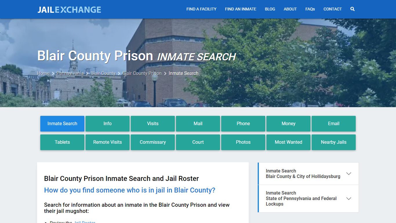 Inmate Search: Roster & Mugshots - Blair County Prison, PA - Jail Exchange